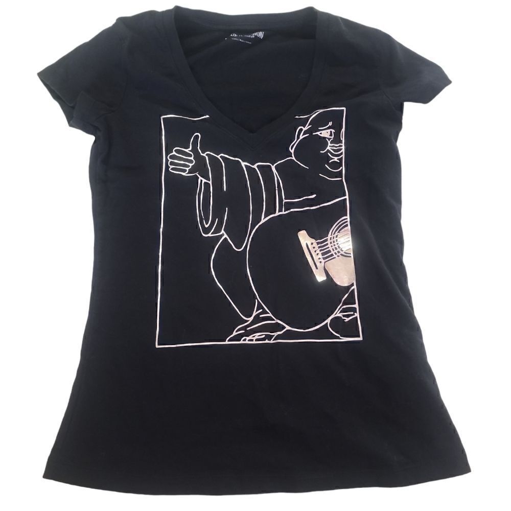 True Religion XS Gold Buddha on Black Tee